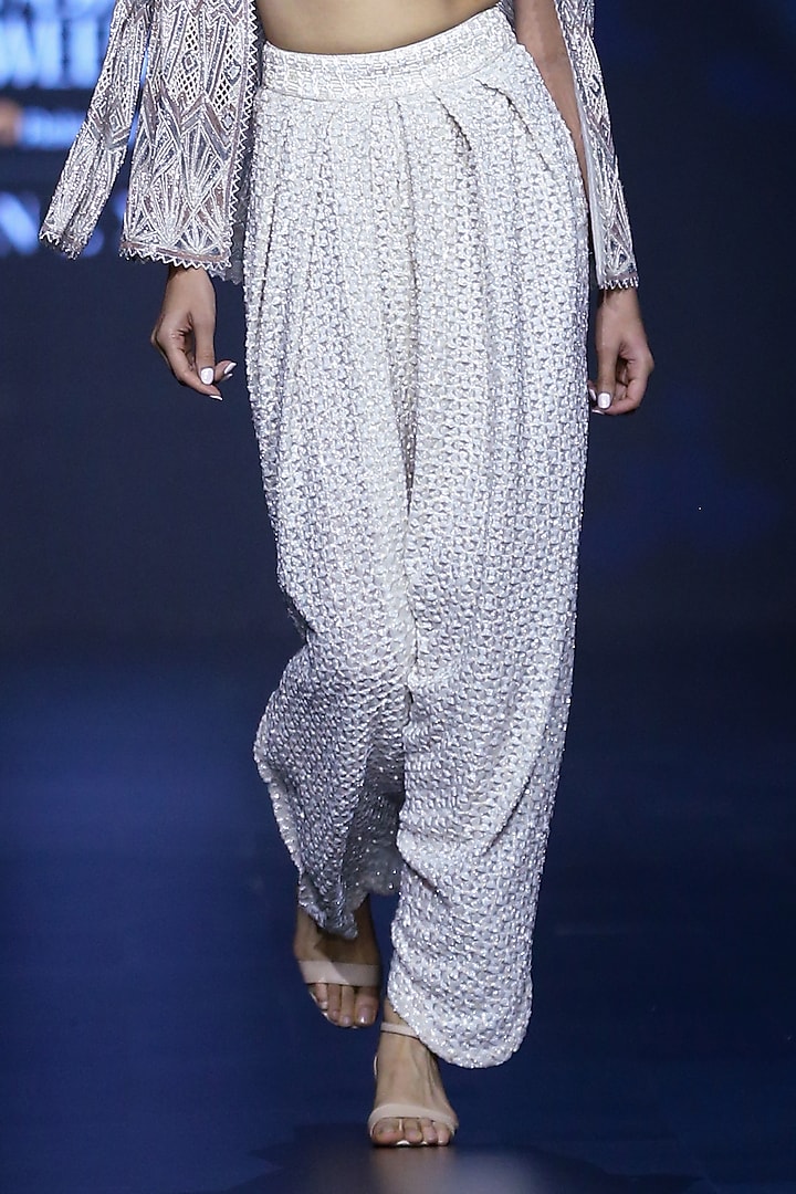 Ivory-Pastel Net Dhoti Set by Ritika Mirchandani at Pernia's Pop Up Shop