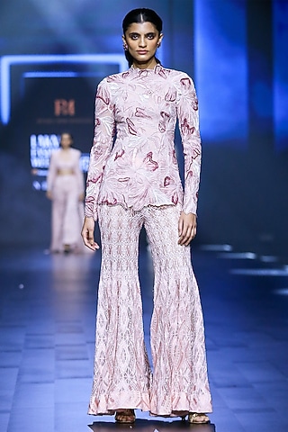 Blush Pink Net Sharara Set by Ritika Mirchandani