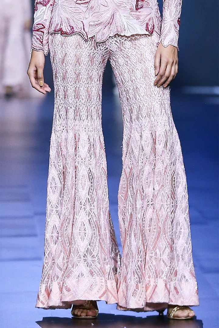 Blush Pink Net Bridal Sharara Set by Ritika Mirchandani at Pernia's Pop Up Shop