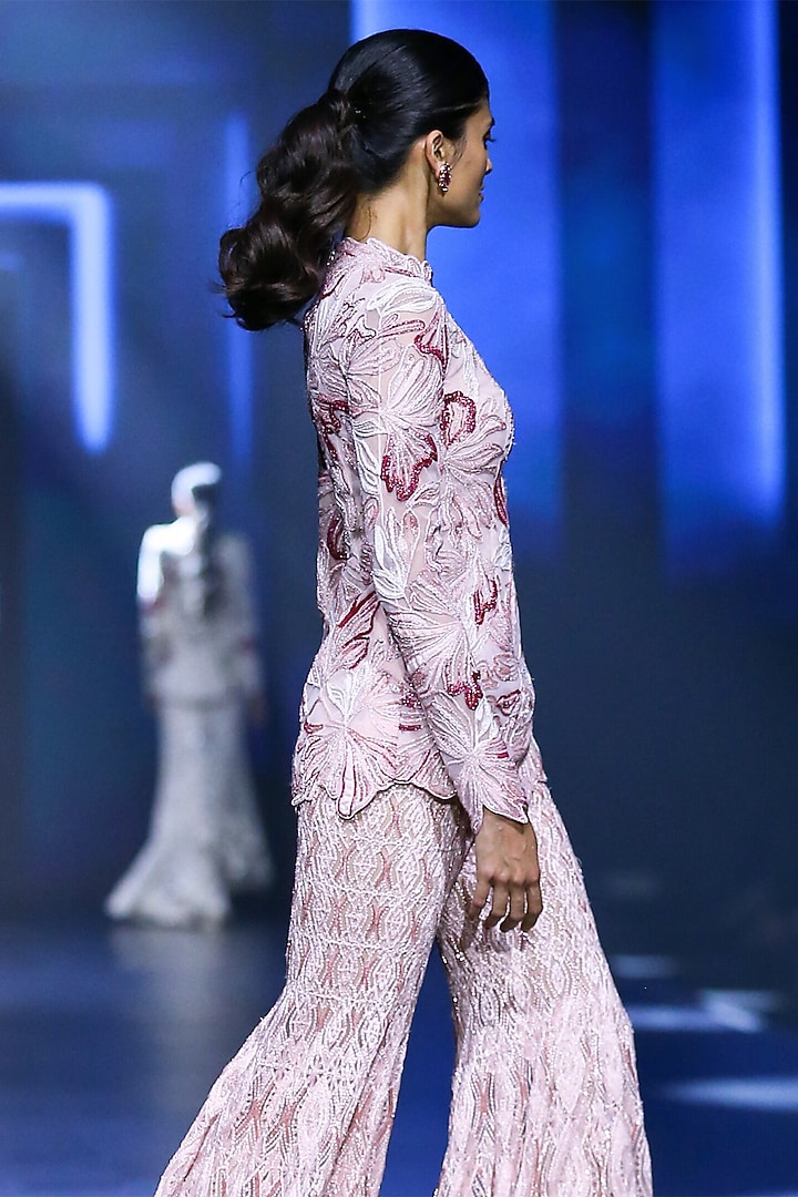 Blush Pink Net Bridal Sharara Set by Ritika Mirchandani at Pernia's Pop Up Shop