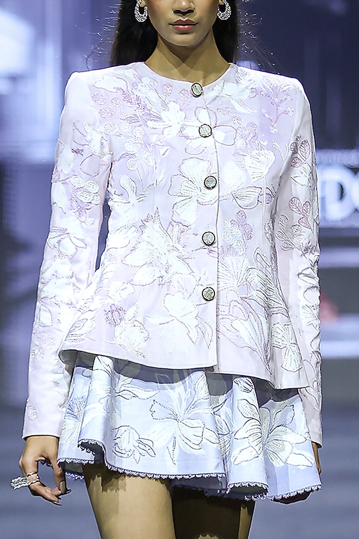 Lavender Blue Dupion Skirt Set by Ritika Mirchandani at Pernia's Pop Up Shop