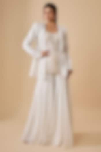 Ivory Net & Organza Bridal Sharara Set by Ritika Mirchandani at Pernia's Pop Up Shop