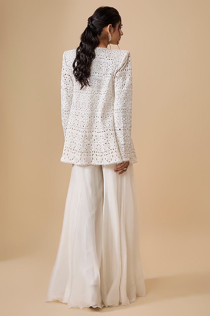 Ivory Net & Organza Bridal Sharara Set by Ritika Mirchandani at Pernia's Pop Up Shop