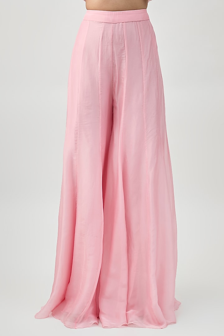 Soft Pink Georgette Bridal Sharara Set by Ritika Mirchandani at Pernia's Pop Up Shop