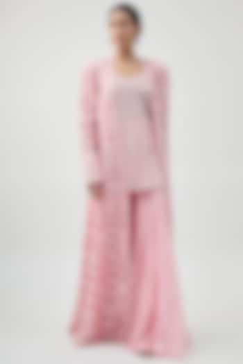 Soft Pink Georgette Bridal Sharara Set by Ritika Mirchandani at Pernia's Pop Up Shop