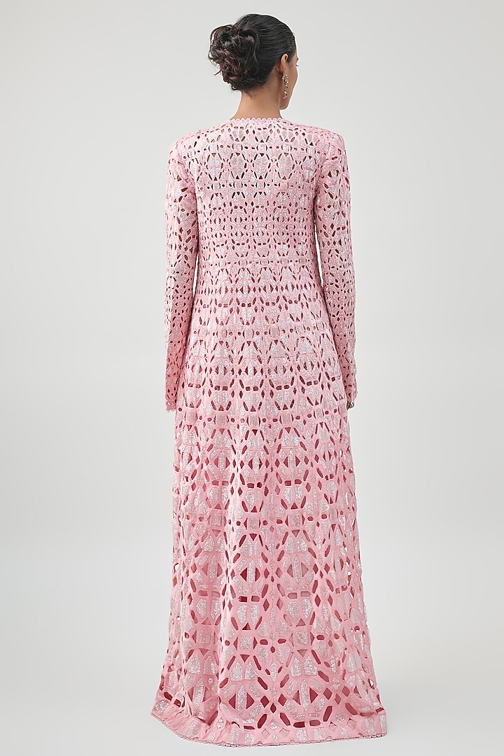 Soft Pink Georgette Bridal Sharara Set by Ritika Mirchandani at Pernia's Pop Up Shop