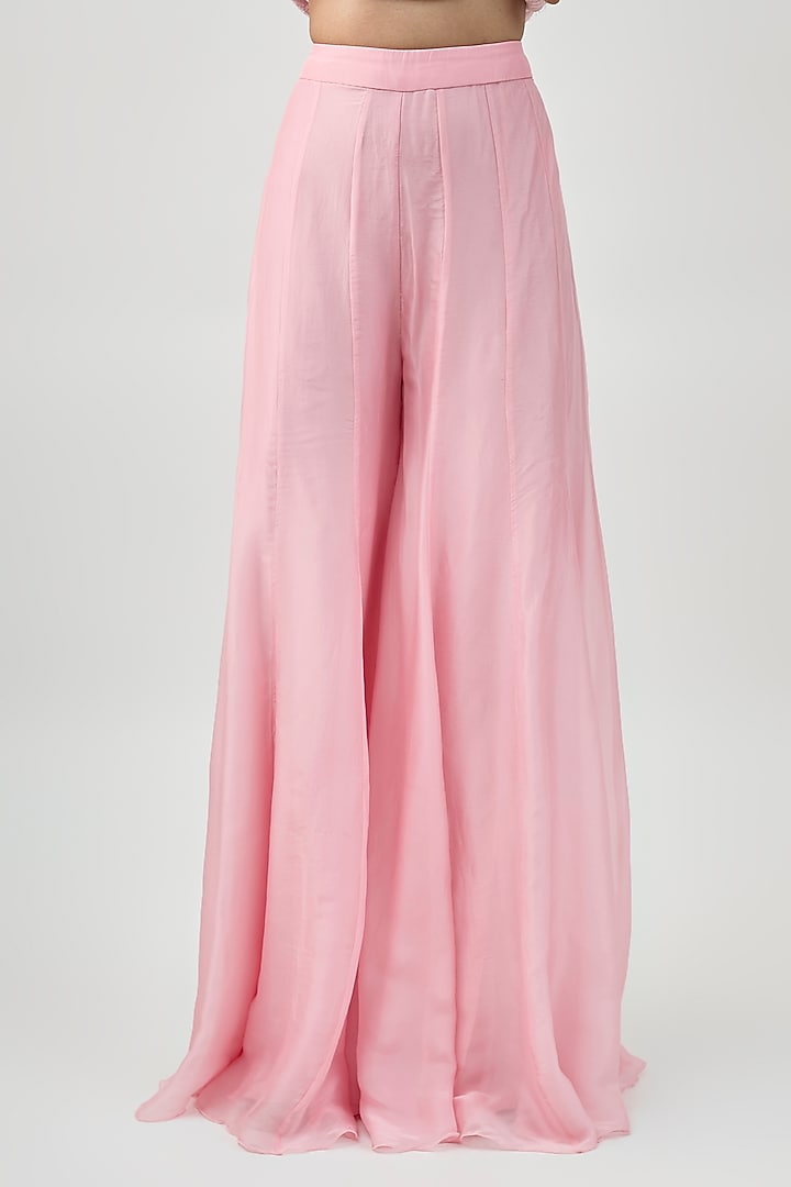Soft Pink Georgette Bridal Sharara Set by Ritika Mirchandani at Pernia's Pop Up Shop