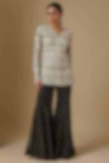 Black Crepe & Double Georgette Embroidered Bridal Sharara Set by Ritika Mirchandani at Pernia's Pop Up Shop