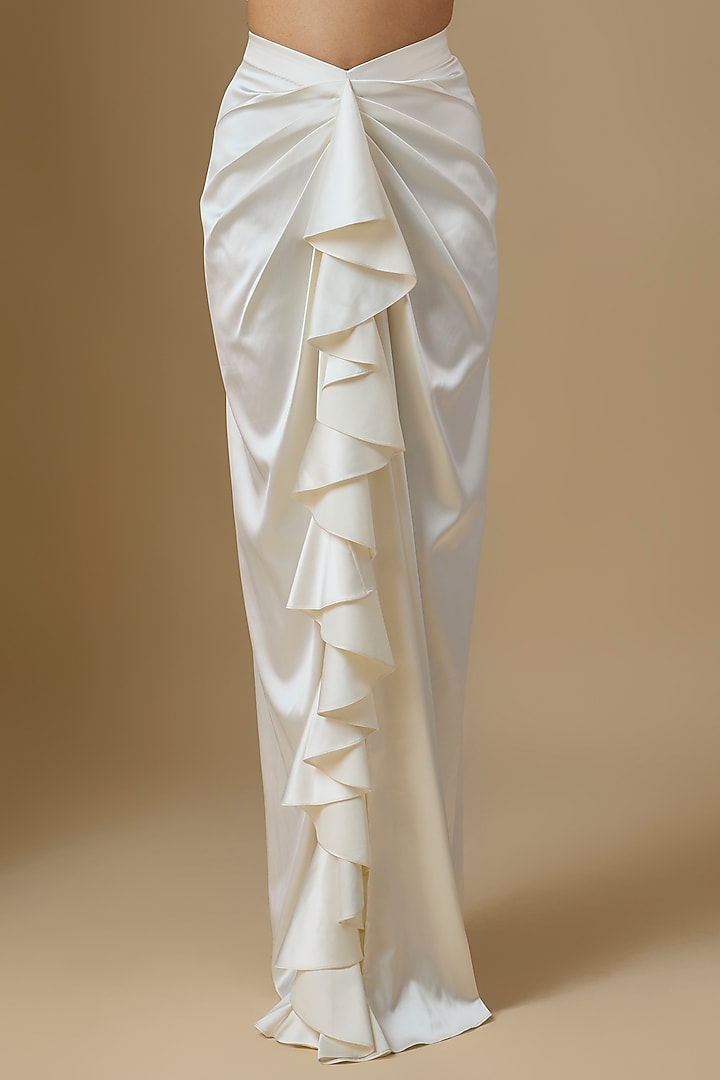 Ivory Net & Satin Cutwork Embroidered Jacket Set by Ritika Mirchandani at Pernia's Pop Up Shop