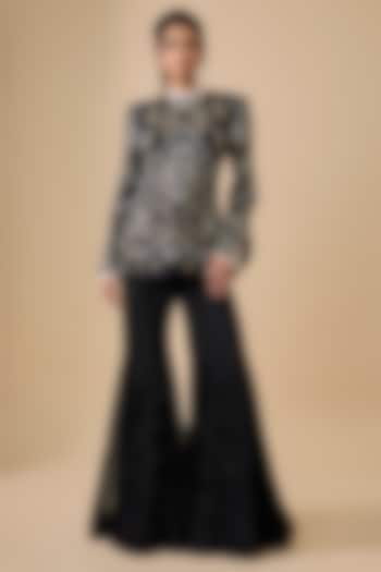 Black Double Georgette Bridal Sharara Set by Ritika Mirchandani at Pernia's Pop Up Shop