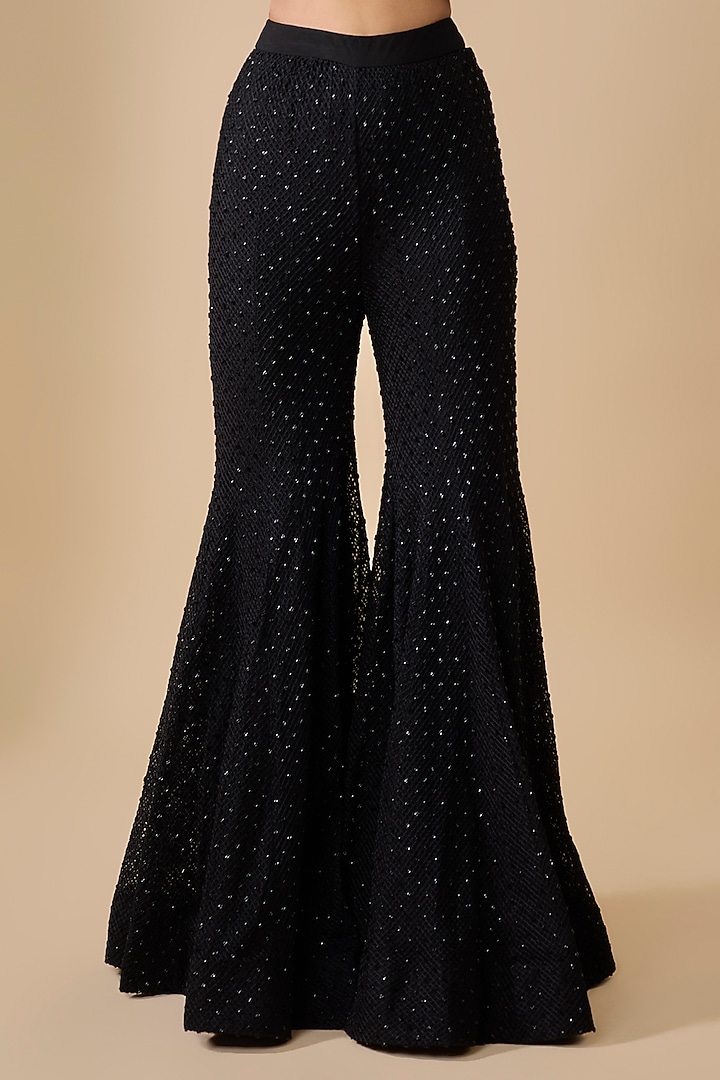 Black Double Georgette Bridal Sharara Set by Ritika Mirchandani at Pernia's Pop Up Shop