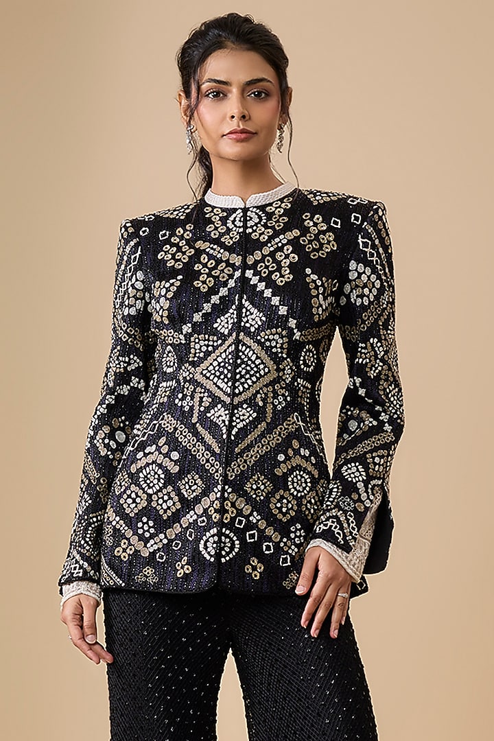 Black Double Georgette Bridal Sharara Set by Ritika Mirchandani at Pernia's Pop Up Shop