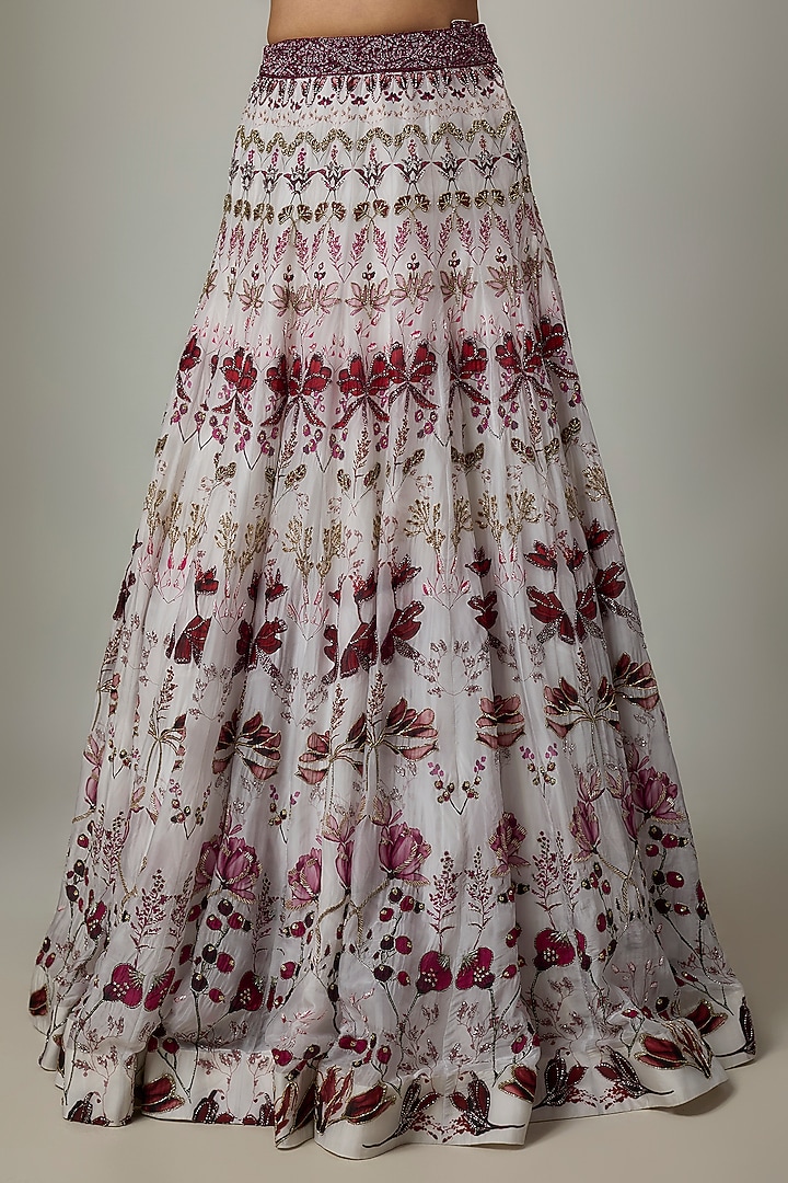 Ivory & Pink Organza Printed Bridal Lehenga Set by Ritika Mirchandani at Pernia's Pop Up Shop