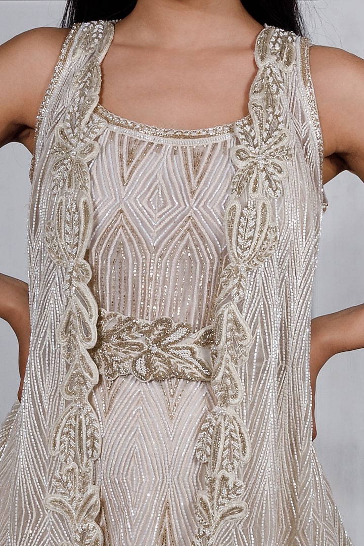 Ivory & Gold Hand Embroidered Bridal Sharara Set by Ritika Mirchandani at Pernia's Pop Up Shop