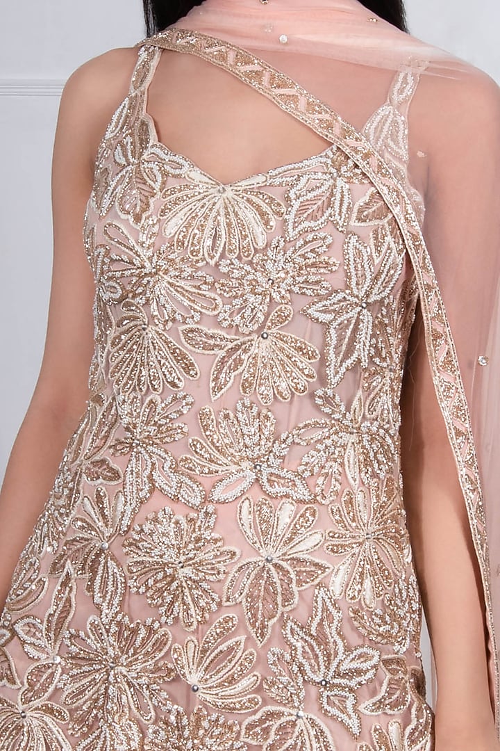 Garima Pink & Gold Hand Embroidered Bridal Sharara Set by Ritika Mirchandani at Pernia's Pop Up Shop