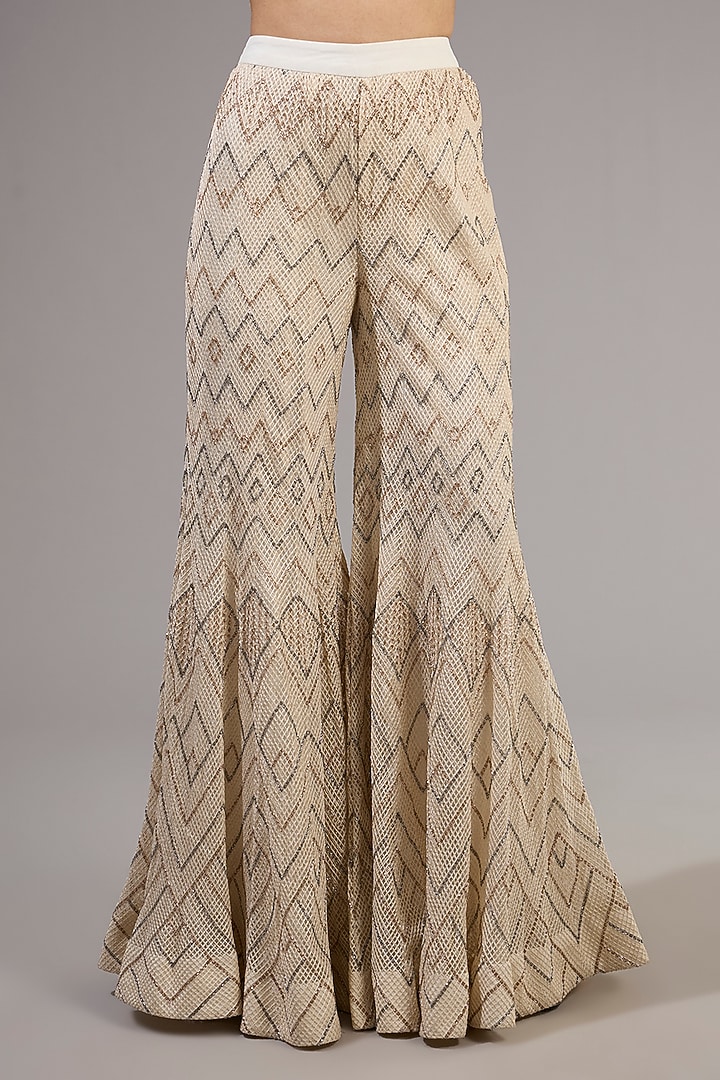 Ivory & Pastel Colored Crepe Bridal Sharara Set by Ritika Mirchandani at Pernia's Pop Up Shop