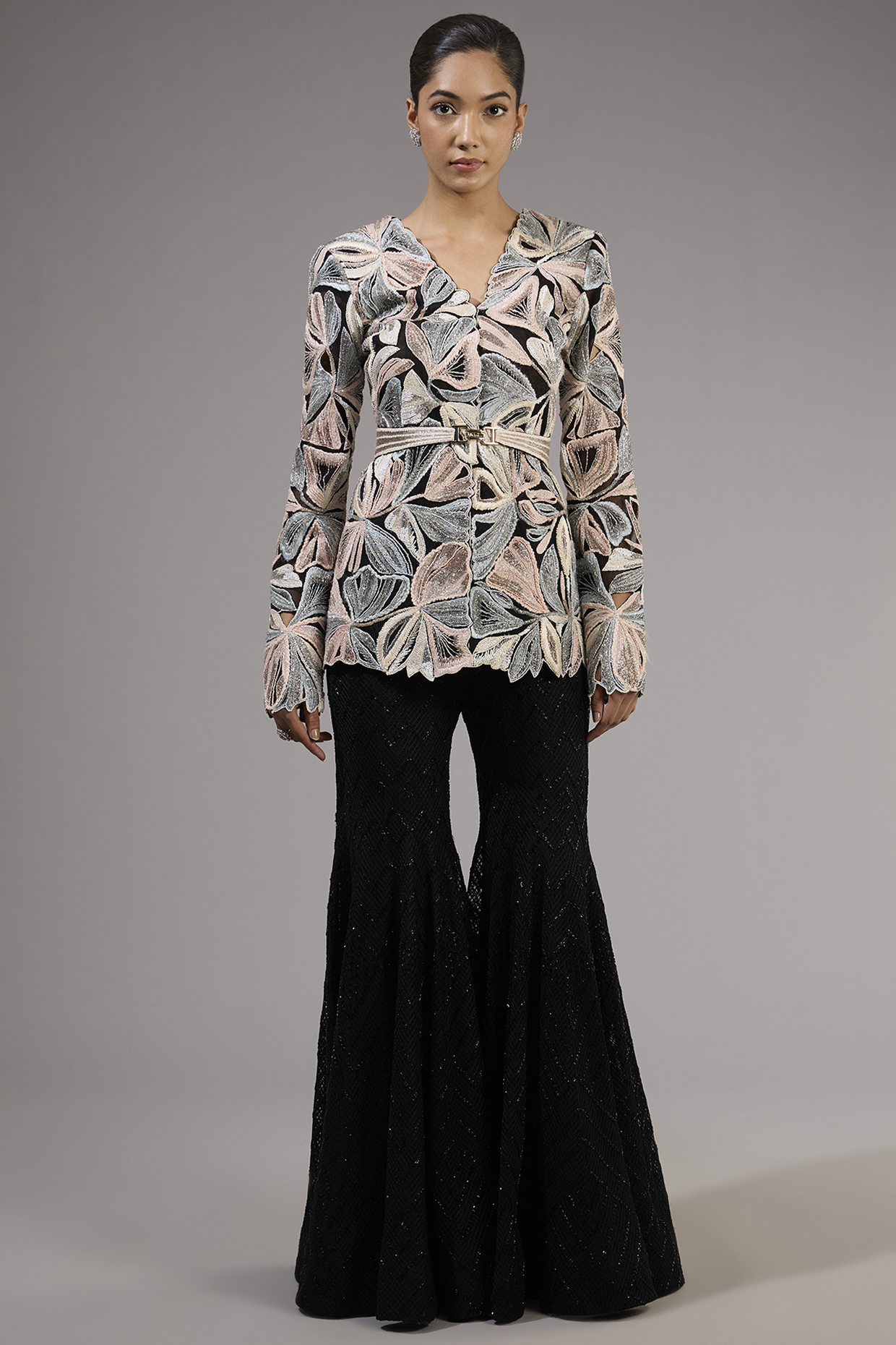 Black Crepe & Double Georgette Bridal Sharara Set by Ritika Mirchandani at Pernia's Pop Up Shop