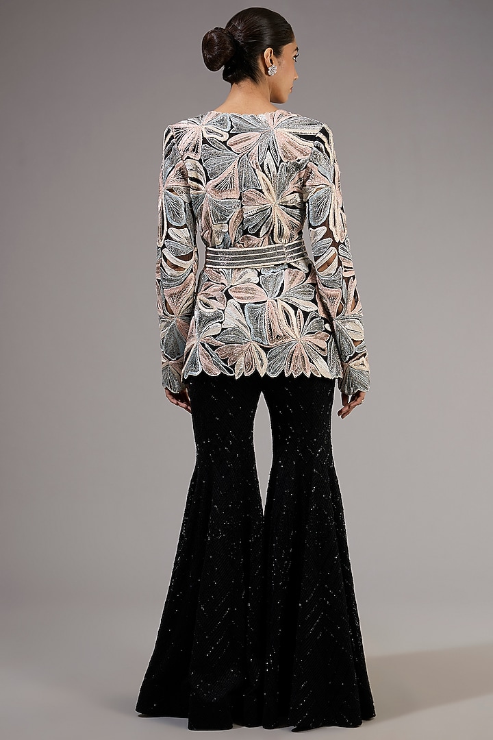 Black Crepe & Double Georgette Bridal Sharara Set by Ritika Mirchandani at Pernia's Pop Up Shop