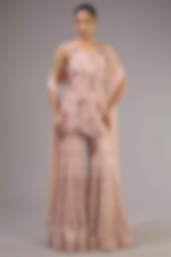 Blush Pink Crepe & Double Georgette Bridal Sharara Set by Ritika Mirchandani at Pernia's Pop Up Shop