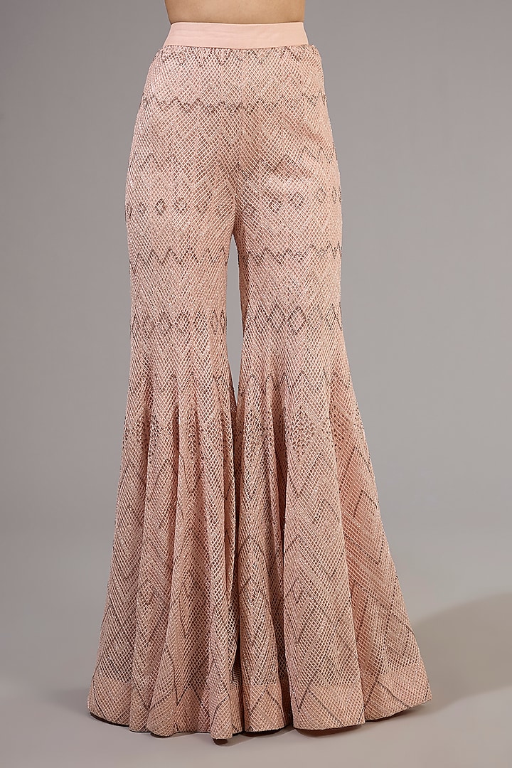 Blush Pink Crepe & Double Georgette Bridal Sharara Set by Ritika Mirchandani at Pernia's Pop Up Shop