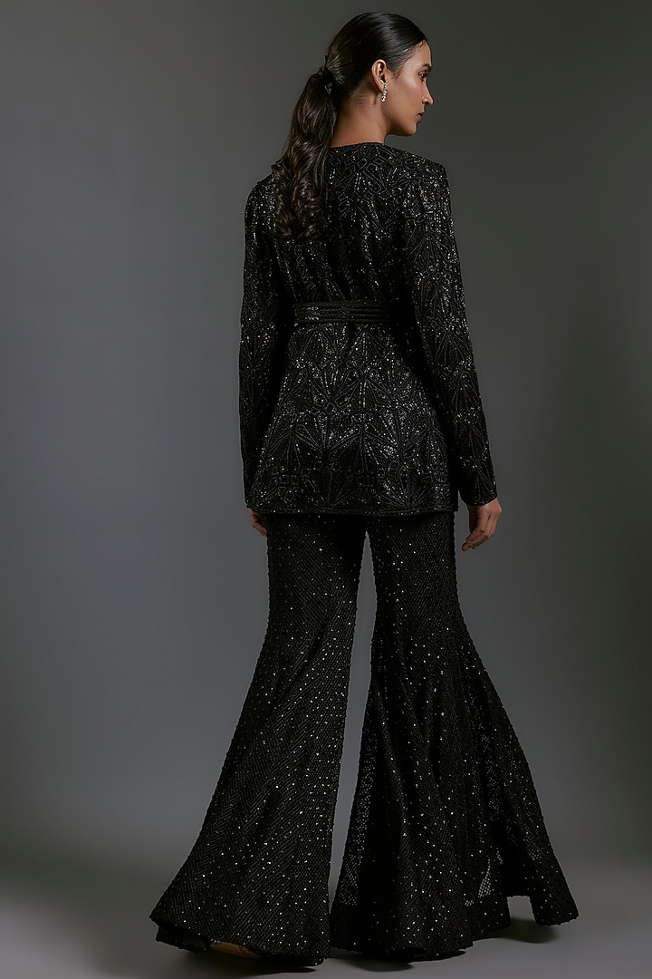 Black Crepe & Double Georgette Bridal Sharara Set by Ritika Mirchandani at Pernia's Pop Up Shop