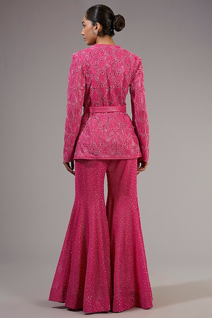 Fuchsia Crepe & Double Georgette Bridal Sharara Set by Ritika Mirchandani at Pernia's Pop Up Shop