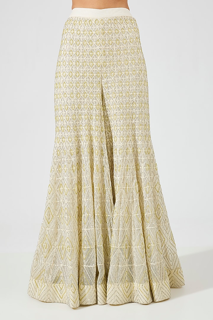 Lime Green Crepe Crystal Embroidered Bridal Sharara Set by Ritika Mirchandani at Pernia's Pop Up Shop