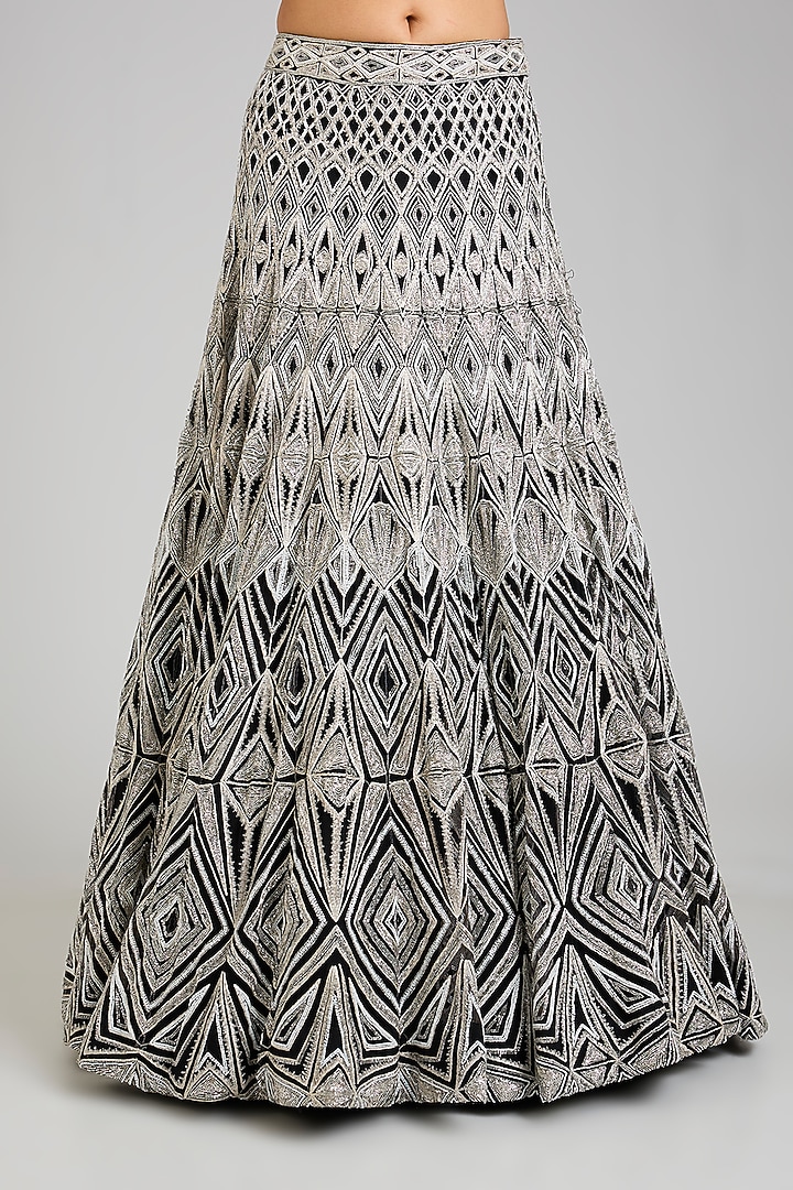Silver & Black Crepe Bridal Lehenga Set by Ritika Mirchandani at Pernia's Pop Up Shop
