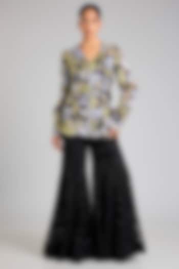 Black Crepe & Net Crystal Embroidered Bridal Sharara Set by Ritika Mirchandani at Pernia's Pop Up Shop