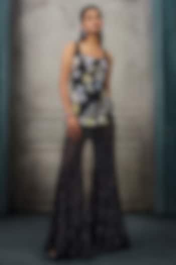 Black Crepe & Double Georgette Bridal Sharara Set by Ritika Mirchandani at Pernia's Pop Up Shop