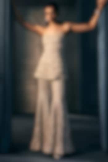 Lime & Silver Crepe Crystal Embroidered Bridal Sharara Set by Ritika Mirchandani at Pernia's Pop Up Shop