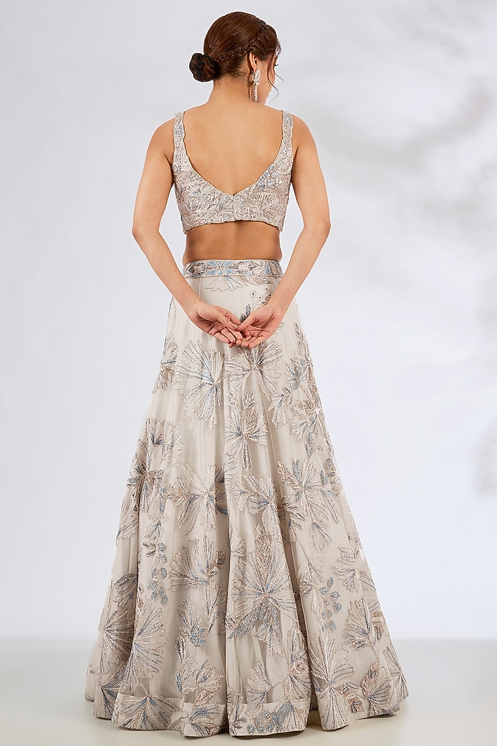 Ice Blue Net Bridal Lehenga Set by Ritika Mirchandani at Pernia's Pop Up Shop