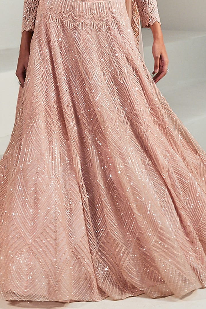 Rose Pink Embroidered Bridal Lehenga Set by Ritika Mirchandani at Pernia's Pop Up Shop