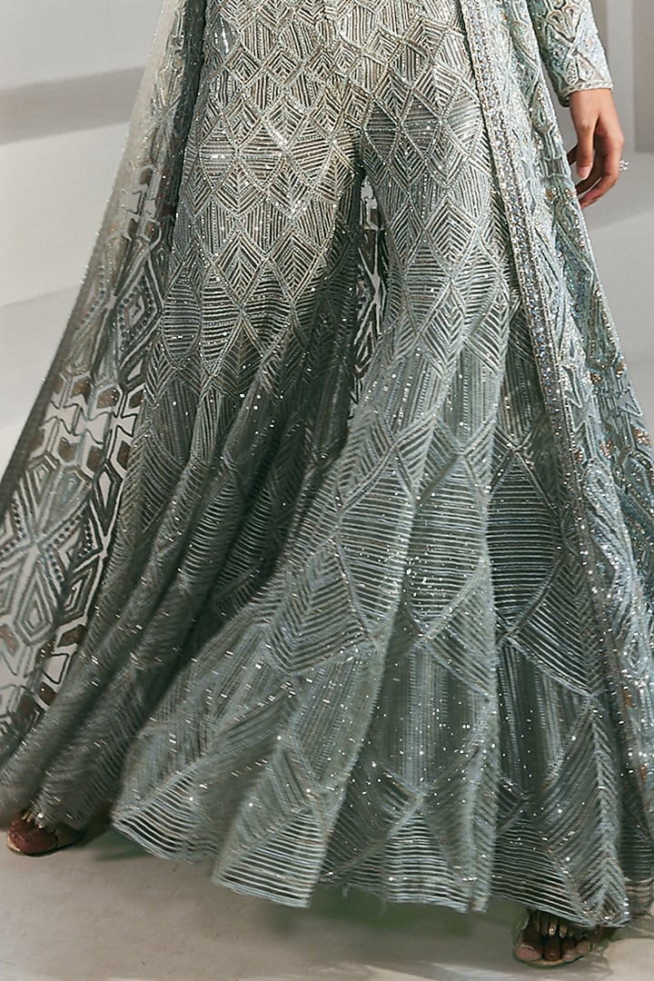 Fresh Green & Gold Hand Embroidered Jacket Set by Ritika Mirchandani at Pernia's Pop Up Shop