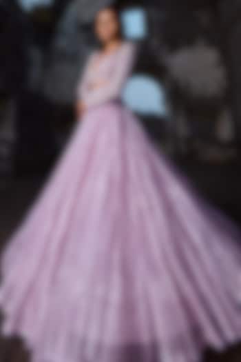 Lavender Hand Embroidered Bridal Lehenga Set by Ritika Mirchandani at Pernia's Pop Up Shop