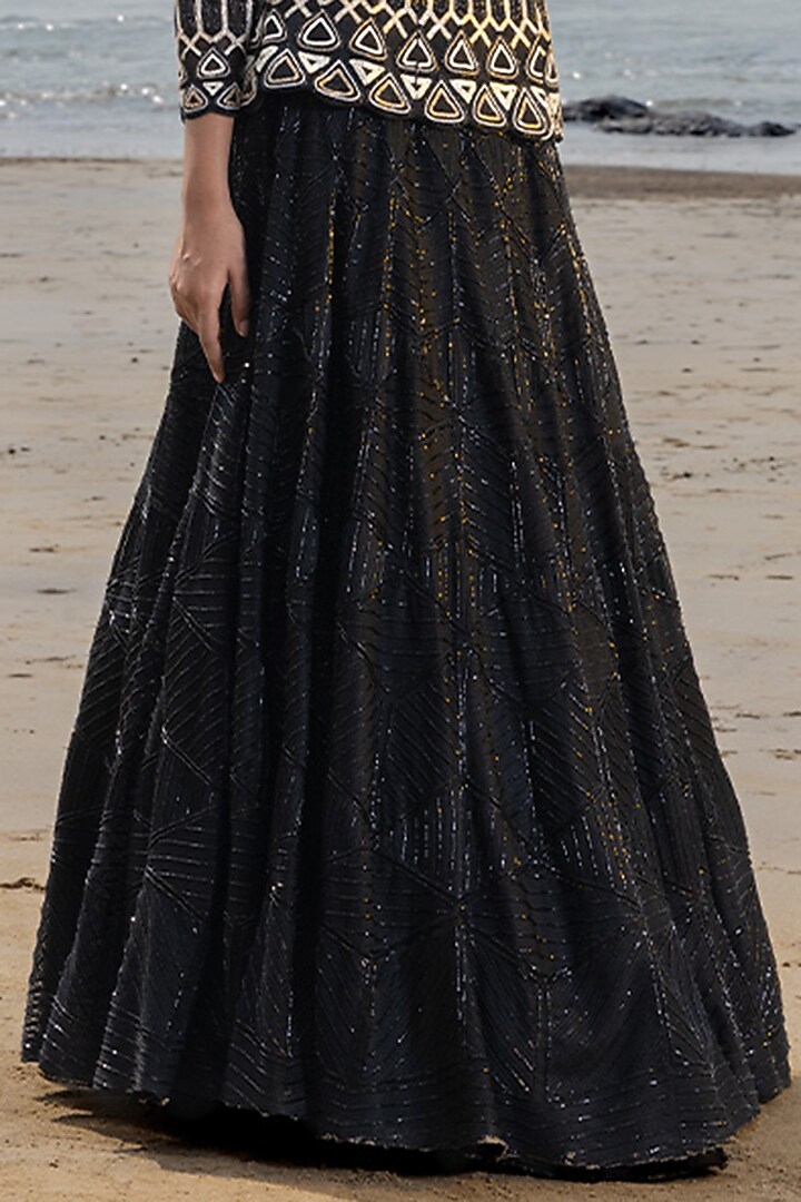 Black Double Georgette Bridal Lehenga Set by Ritika Mirchandani at Pernia's Pop Up Shop