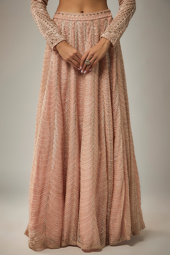 Pink Net & Georgette Bridal Lehenga Set by Ritika Mirchandani at Pernia's Pop Up Shop