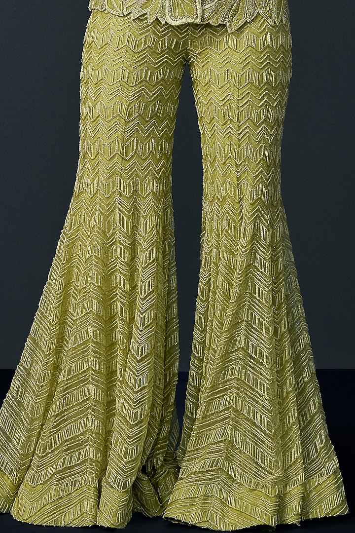 Arctic Lime Double Georgette Floral Cutwork Kurta Set by Ritika Mirchandani at Pernia's Pop Up Shop