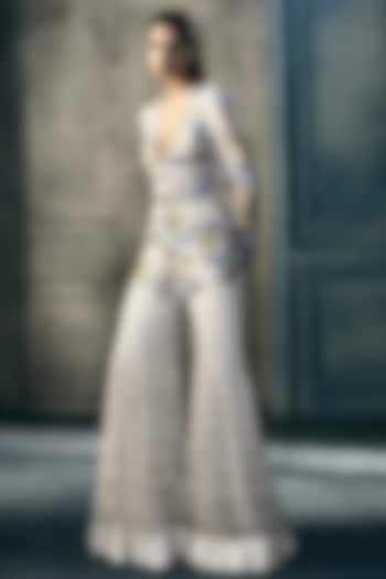 Ivory Crepe Crystal Embroidered Bridal Sharara Set by Ritika Mirchandani at Pernia's Pop Up Shop