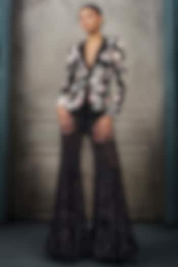 Black Crepe & Double Georgette Bridal Sharara Set by Ritika Mirchandani at Pernia's Pop Up Shop