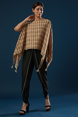 Black Chanderi Pant Set by Ritu Pande