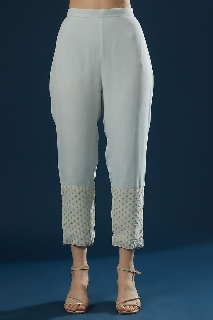 Powder Blue Embroidered Cape Set by Ritu Pande at Pernia's Pop Up Shop