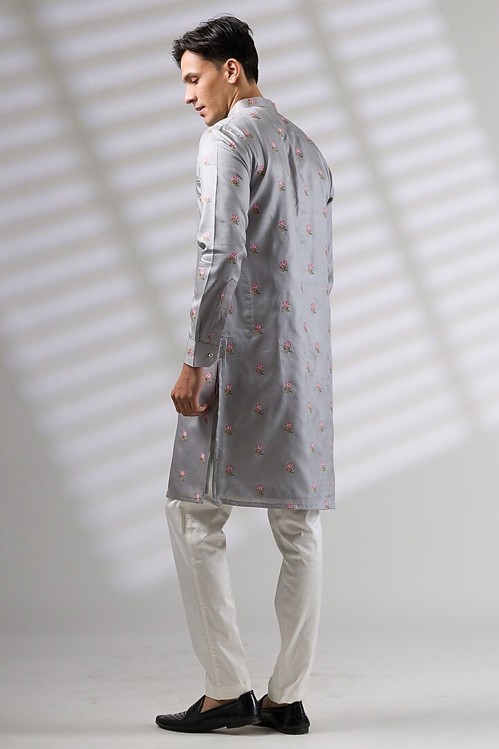 Light Blue Silk Embroidered Kurta Set by Ritika Patel at Pernia's Pop Up Shop