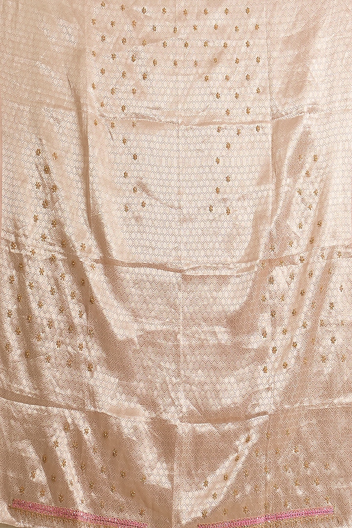 Rose Gold Tissue Zardosi Embroidered Bridal Saree Set by Ritu Surana at Pernia's Pop Up Shop