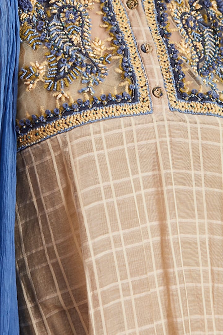 Beige Embroidered Printed Party Wear Sharara Set by Ritu Kumar at Pernia's Pop Up Shop