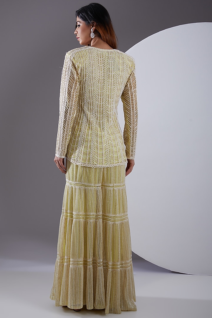Lime Green Embroidered Bridal Sharara Set by Ritika Mirchandani at Pernia's Pop Up Shop