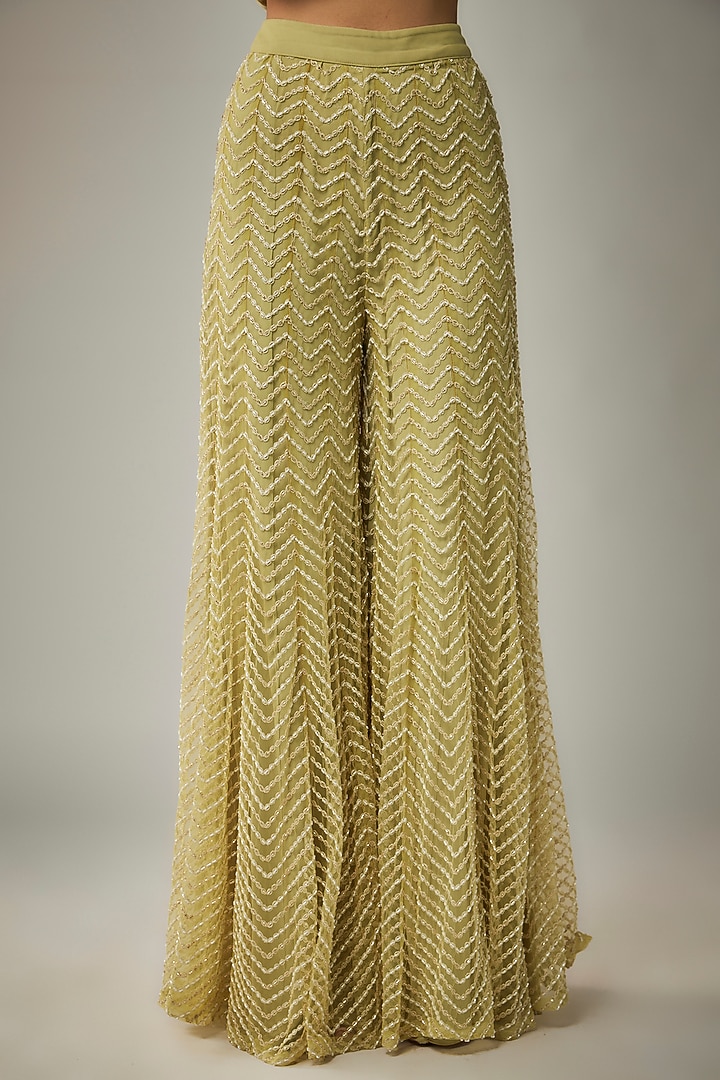Gold Net Embroidered Bridal Sharara Set by Ritika Mirchandani at Pernia's Pop Up Shop
