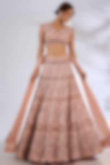 Blush Pink Crepe Crystal Embroidered Bridal lehenga for 22 Lehenga Set by Ritika Mirchandani at Pernia's Pop Up Shop