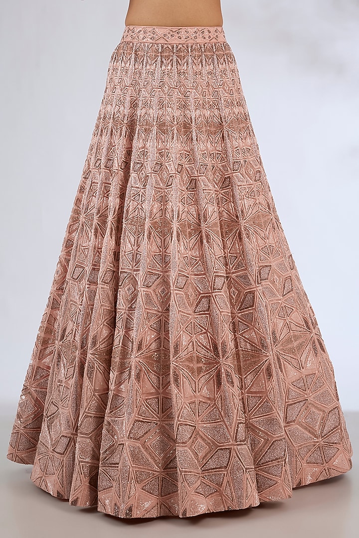 Blush Pink Crepe Crystal Embroidered Bridal Lehenga Set by Ritika Mirchandani at Pernia's Pop Up Shop