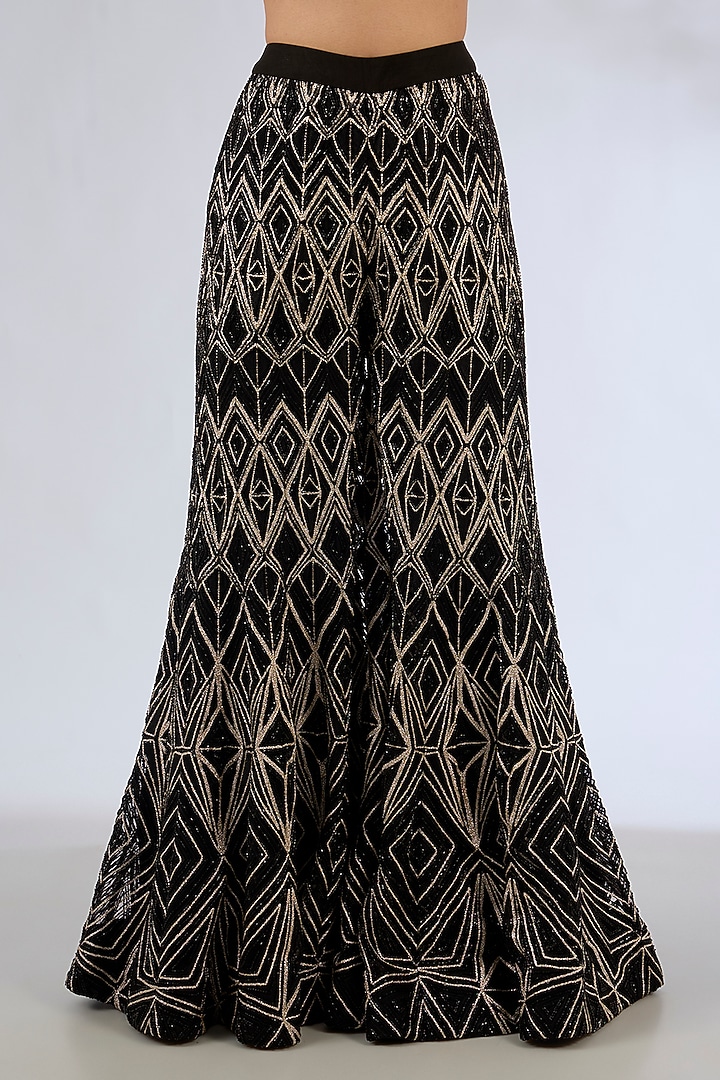 Monochrome Crepe Crystal Embroidered Bridal Sharara Set by Ritika Mirchandani at Pernia's Pop Up Shop